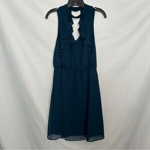 BCBGeneration Teal Halter‎ ruffle detail Dress